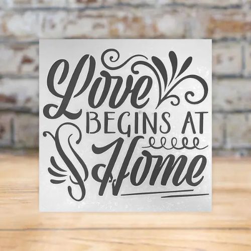 Craft Master Love Begins At Home 8x8 Stencil
