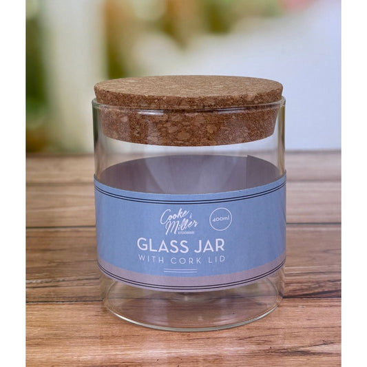 Cooke & Miller Glass Jar with Cork Lid (400ml)