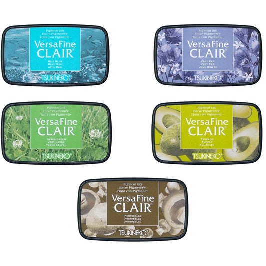 John Next Door - Versafine Clair - Cool Pastel Collection - 5 Ink Pads -  Bali Blue, Very Peri, Avacado, Grass, Portabello
