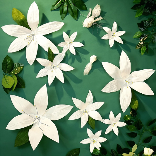Silvar Design - 9 pcs White Lily Paper Flower Decorations