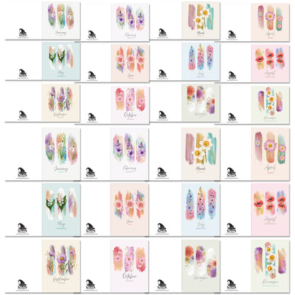 The Crafty Witches - Birth Flowers Ready Made Cards Digital Collection