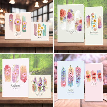 The Crafty Witches - Birth Flowers Ready Made Cards Digital Collection