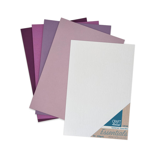 Craft Artist - Canvas Card Pack - Lilacs & Coconut White (50x Sheets)