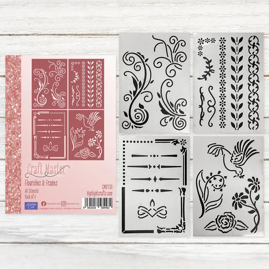 Craft Master Flourishes & Frames A6 Stencil Set