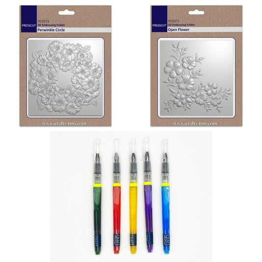 Crafts Too - John Next Door - Craft artist Pastel Glitter Pens & Open Flower & Periwinkle 3D Embossing Folders