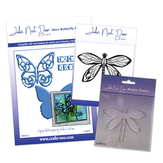 John Next Door - Dragonfly Bundle, Media Plate, Stamp & Butterfly Die