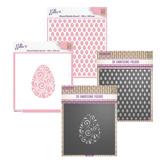 Nellie Snellen - Doodle & Easter Eggs 3D Embossing Folders & Mask Sets