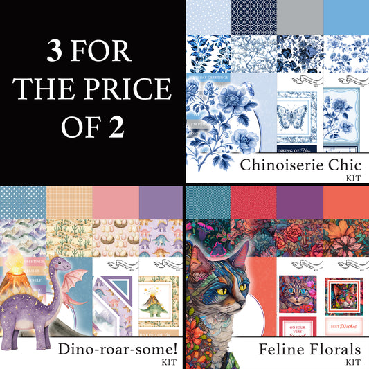 The Crafty Witches - Chinoiserie Chic, Dino-roar-some & Feline Florals Download Kits