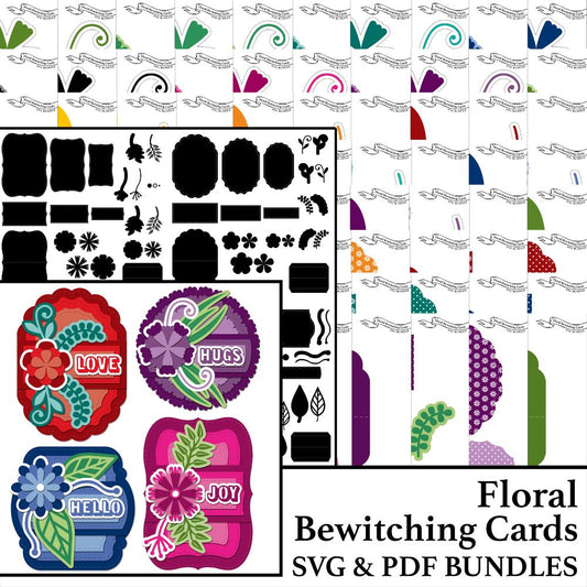 The Crafty Witches - Floral Bewitching Cards SVG & PDF Files