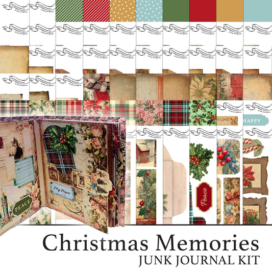 The Crafty Witches - Christmas Memories Junk Journal Digital Kit - 74 Printable Sheets