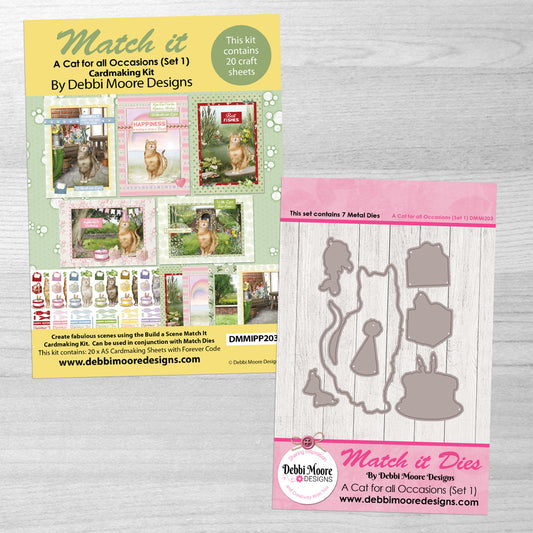 Debbi Moore Designs - Match It A Cat for All Occasions Die Set 1 & Cardmaking Kit