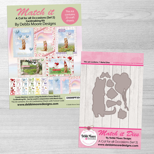 Debbi Moore Designs - Match It A Cat for All Occasions Die Set 2 & Cardmaking Kit