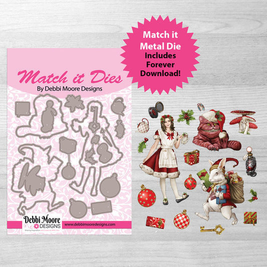 Debbi Moore Designs - Match It Christmas in Wonderland Alice & Rabbit Die Set