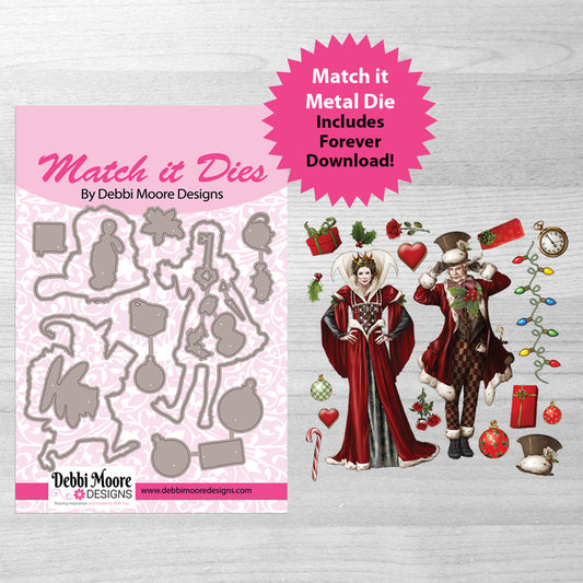 Debbi Moore Designs - Match It Christmas in Wonderland Madhatter & Queen Metal Die Set