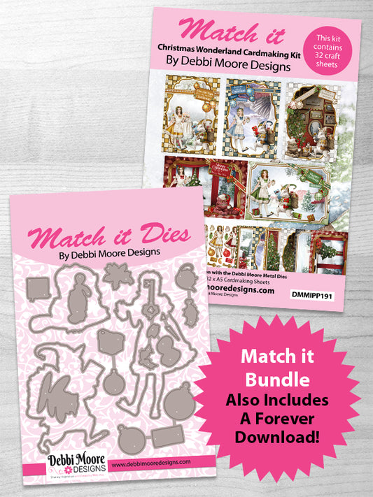Debbi Moore Designs - Match It Christmas in Wonderland Alice & Rabbit Metal Die Set and Cardkit and Forever Code
