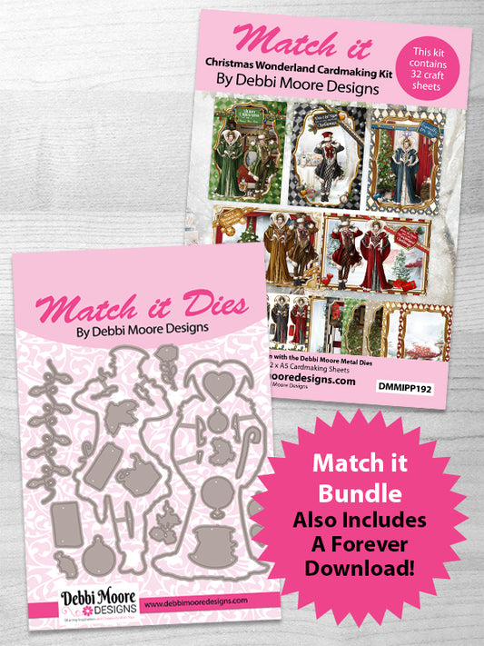 Debbi Moore Designs - Match It Christmas in Wonderland Madhatter & Queen Metal Die Set and Cardkit and Forever Code