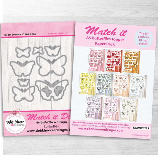 Debbi Moore Designs - Match It Butterfly Die Set and Crafting Sheets