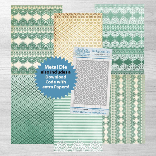Debbi Moore Designs - Chateau Chomet Background die Set with Forever Code - Vintage Flower Die