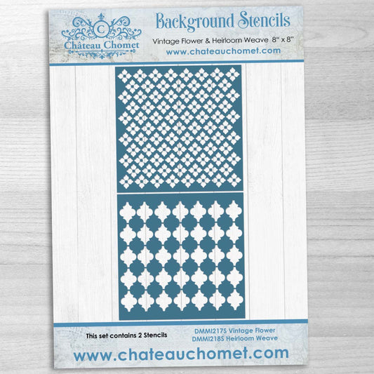Debbi Moore Designs - Chateau Chomet 8 x 8 Background  Set of 2 Stencils