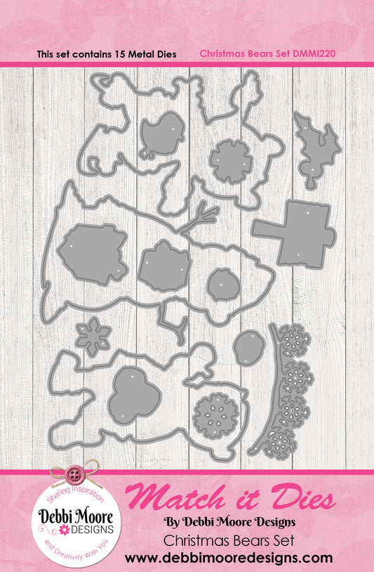 Debbi Moore Designs - Match It Build A Scene Christmas Bears die Set with Forever Code