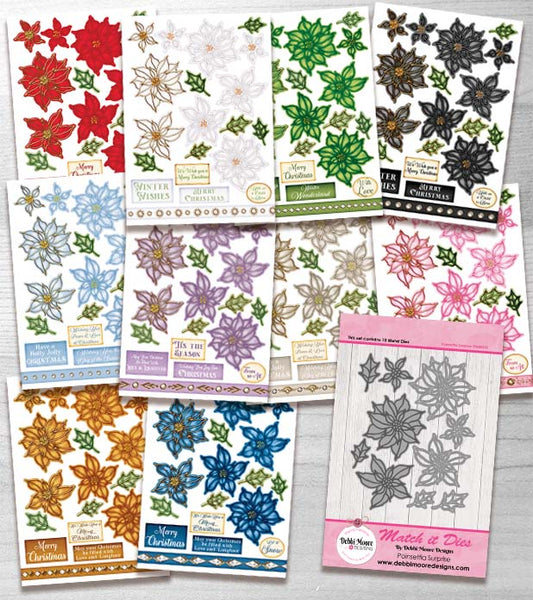 Debbi Moore Designs - Poinsettia Surprise Metal Die Set and Crafting Sheets