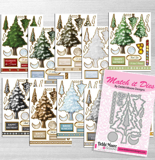 Debbi Moore Designs - Match It Winter/Christmas Tree Die Set, crafting sheets and Forever Code