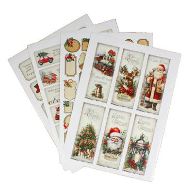 Emlems - Christmas Labels A4 Transparent Sticker Sheets (4pk)