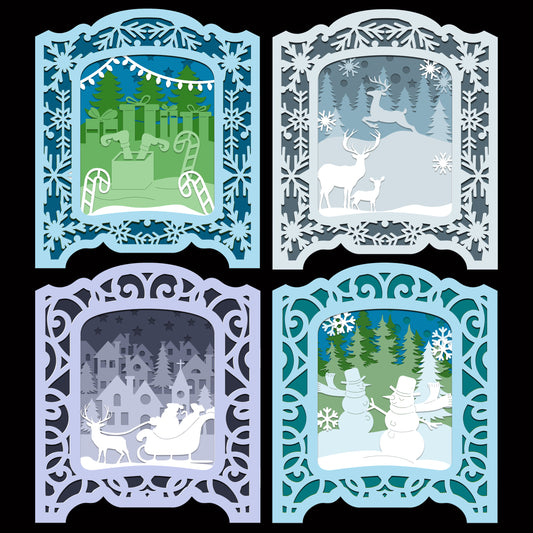 The Crafty Witches - Festive Shadow Boxes SVG Cutting Files