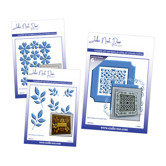 John Next Door - Notched Vine & Flowers Bundle - Vine FrameMaker, Dogwood & Stitched Leaves Die Sets