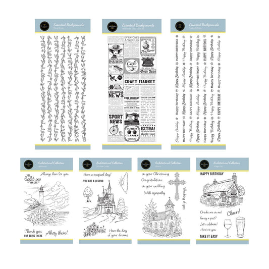 Jamie Rodgers Crafts - Essential Backgrounds & Architectural Collection Stamp Sets Bundle