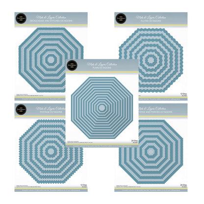 Jamie Rodgers Crafts - Bundle of 5 Layering Octagon Die Sets - 95 Individual Dies in Total