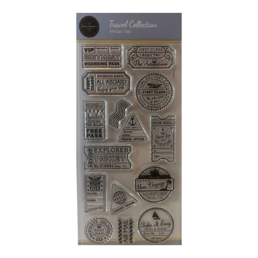 Jamie Rodgers Crafts - Vintage Tags DL Clear Stamp Set - Travel Collection