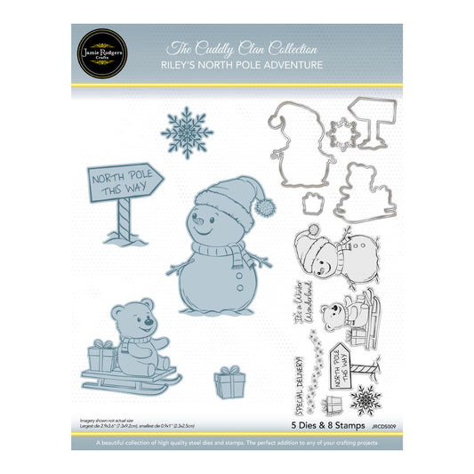 Jamie Rodgers Crafts - Riley's North Pole Adventure Stamp & Die Set - Cuddly Clan