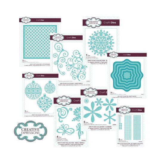 Creative Expressions - Dies To Dot Collection Mega Bundle - Includes 8 Die Sets - Contains 29 Dies