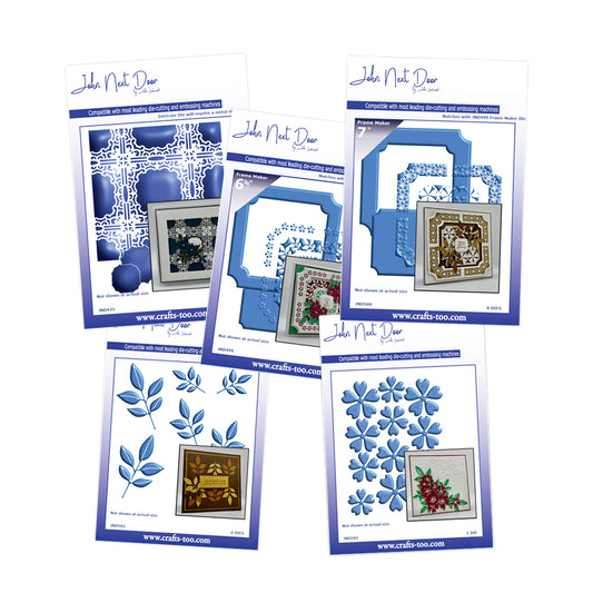John Next Door - Grand Floral Bundle, Infinity Square, Floral Notched Frame, Grand Notched Frame, Stitch Dogwood & Stitch Leaves Die Set