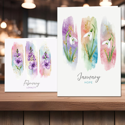 The Crafty Witches - Birth Flowers Ready Made Cards Digital Collection
