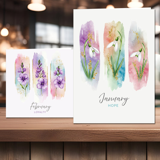 The Crafty Witches - Birth Flowers Ready Made Cards Digital Collection