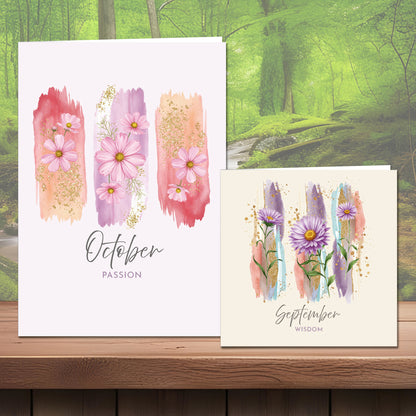 The Crafty Witches - Birth Flowers Ready Made Cards Digital Collection