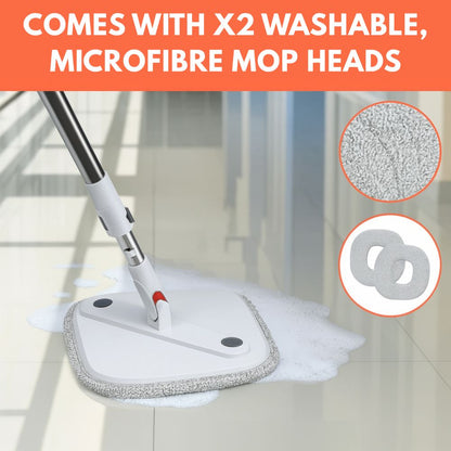 Piranha - Ultra Spin Mop+ 360 Spin Mop Bucket Set with 2 Reusable Mop Heads