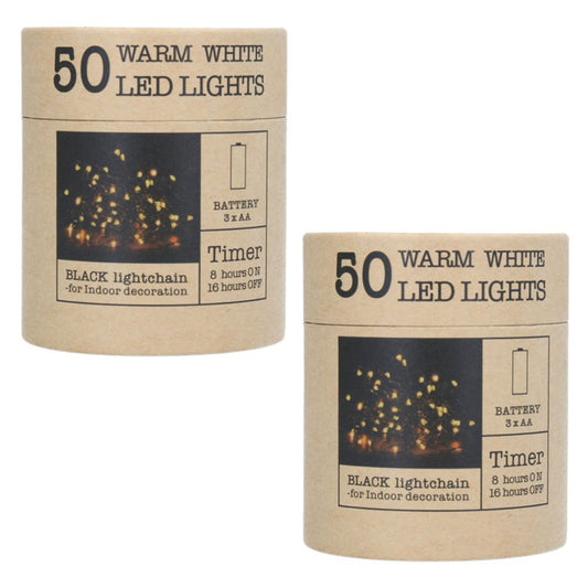 Silvar Design - 50 Warm White LED on Black Wire (5M) - 2 Pack