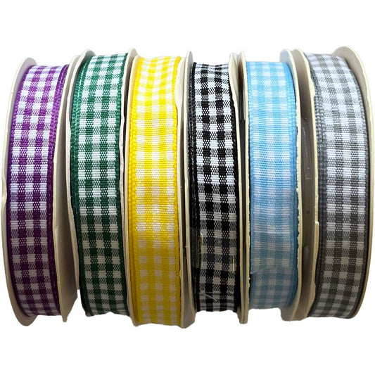 Silvar Design - 10mm Gingham Ribbon Bundle - 60 Metres