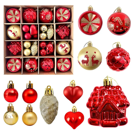Silvar Design - 40 pcs Shatterproof Bauble Set - Red & Gold
