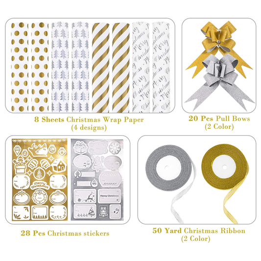 Silvar Design - Deluxe Christmas Wrap Set - Silver & Gold