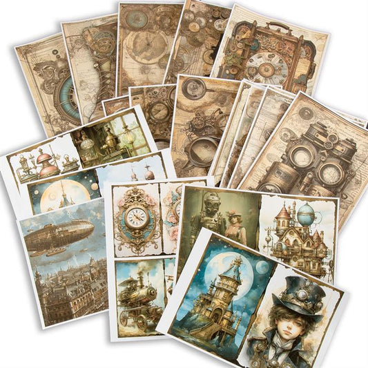 Emlems - 50x A4 Steampunk Backing Papers 160gsm