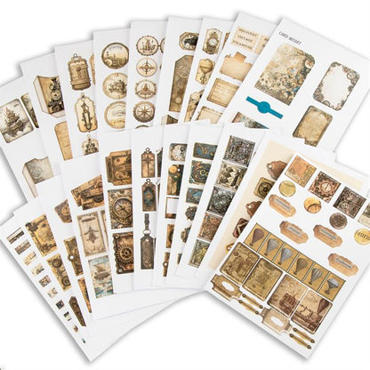 Emlems - 50x A4 Steampunk Tags and Labels Ephemera 160gsm