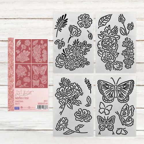 Craft Master 6x4 Stencil Pack - Butterflies & Florals