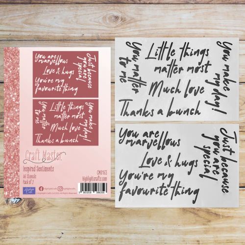 Craft Master Inspired Sentiments A6 Stencil Set