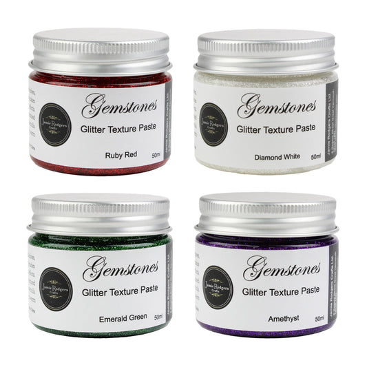 Jamie Rodgers Crafts - Bundle of 4 Gemstones Glitter Texture Pastes by Jamie Rodgers Crafts