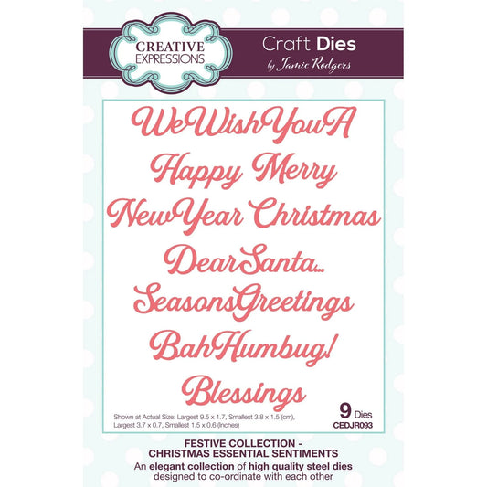 Creative Expressions - Christmas Essential Sentiments Dies - Festive Collection By Jamie Rodgers