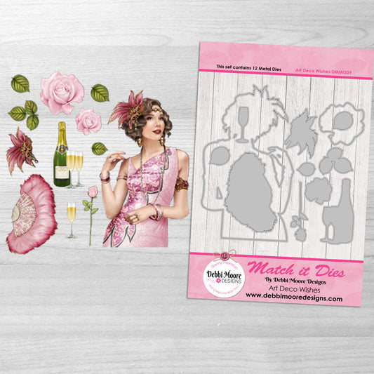 Debbi Moore Designs - Match It Art Deco Wishes Die Set with Forever Code